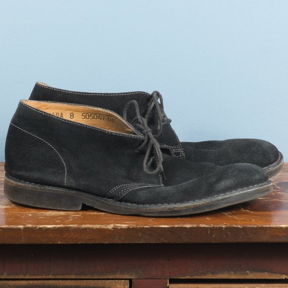 🇬🇧 Loake UK8 Sahara Desert Boot Black Suede Leather Plain Toe Chukka - Picture 3 of 9